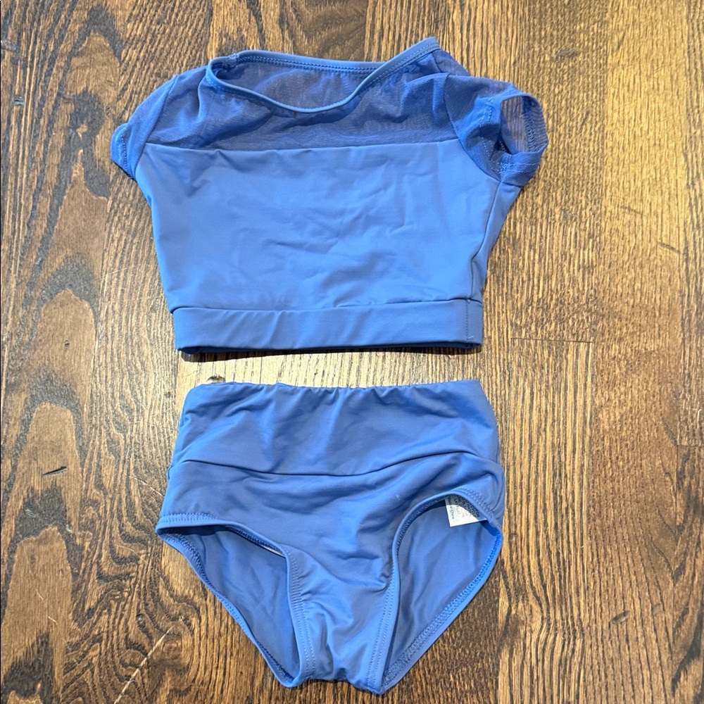 Bal Togs Blue Mesh Crop Top and High-Waisted Bottom Dance Set